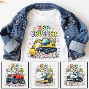 Egg Crusher Easter Shirt For Boys, Construction Truck Bunny Tee, Funny